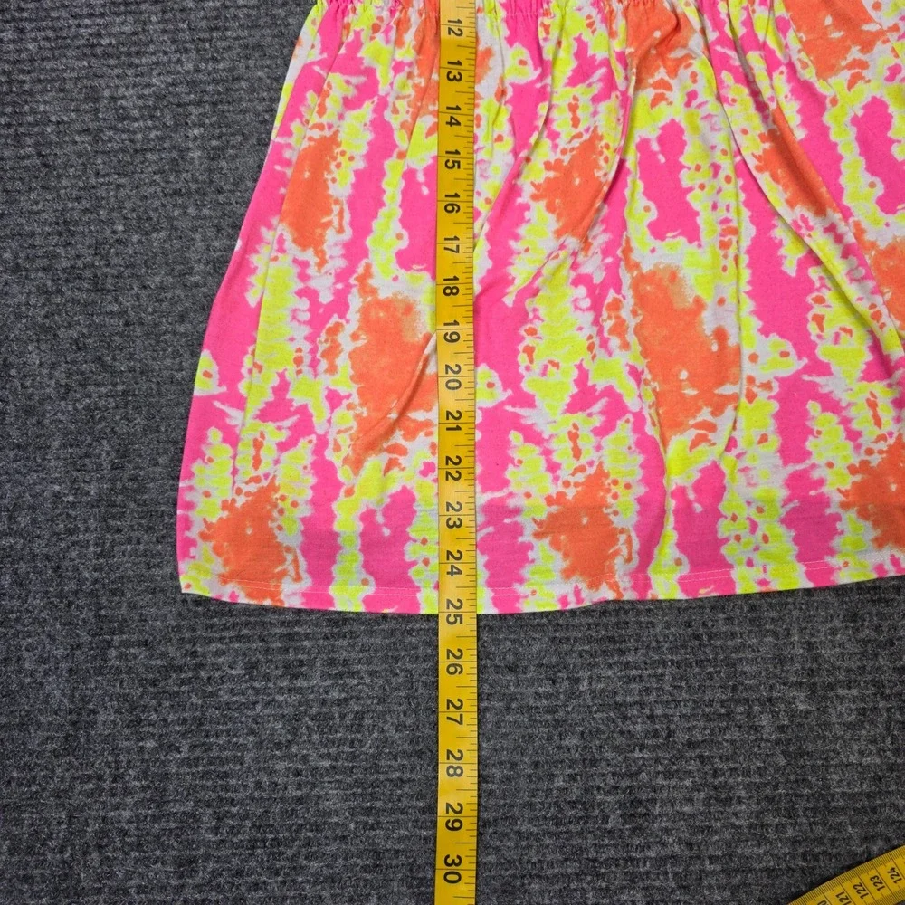 Justice Racerback Tank Top Girl's Size 16/18 Pink Orange Tie Dye Smocked Braided